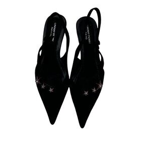 Lindsay Perry Suede Kitten Heels With Pink Rhinestone Stars Women's 36 1/2 US 6